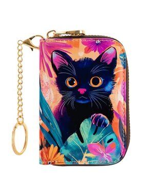 Credit Card Wallet, Zipper Leather Card Cases Holder for Men Women,